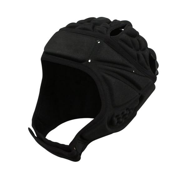 EVA Sponge Rugby Headgear Head Protector Elastic Soccer Protector Sport Football Hat for Skateboard Baseball Roller Skating Adult Black