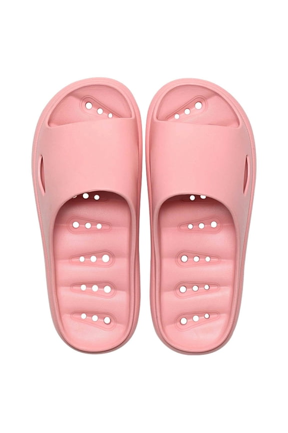 EVA Thick Sole Shower Slides Unisex Breathable Drainage Hole Sandals Summer Non-slip Home Slippers Pink 38