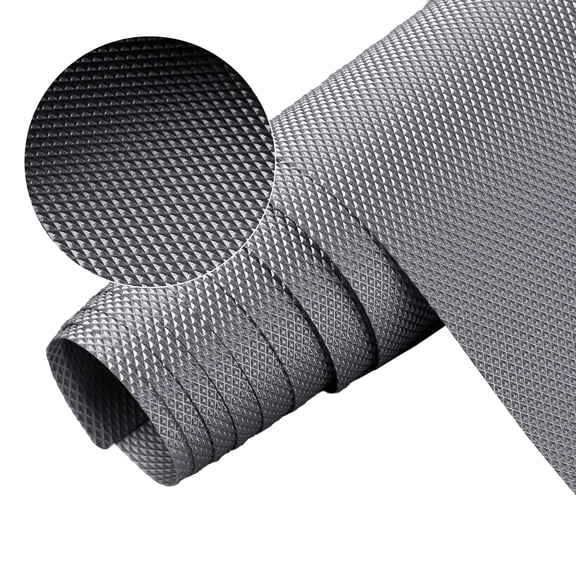 EVA Thickened Printed Table Mat Waterproof Oilproof Cabinet Liner Non Adhesive Drawer Shelf Protector Mat 17.72 × 118.11Inch Roll for Home Kitchen Office Storage Organization, Silver