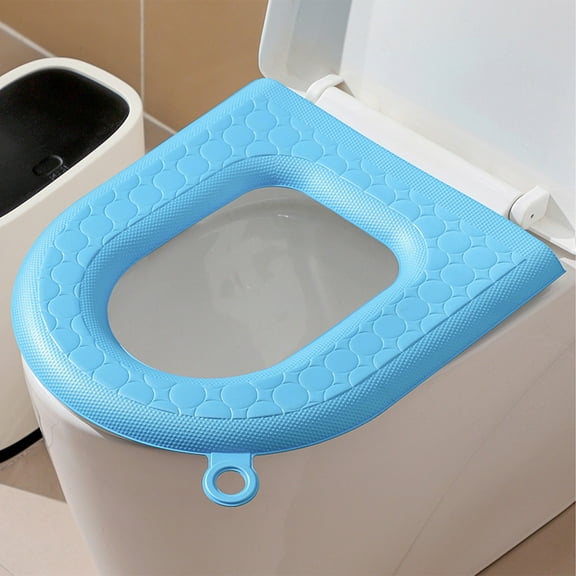 EVA Toilet Seat Cover with Handle | Rainproof & Washable Soft Cushion | Gray Pin-Blue Green | Standard Size 41x38cm | 1-Piece Comfort Toilet Seat Ring