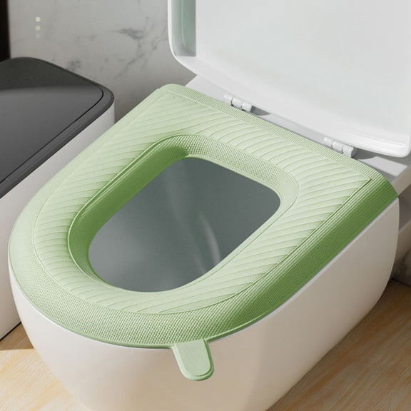 EVA Toilet Seat Cushion Pad, Universal Fit for Elongated & Round Toilets, Soft Padded Washable Quick-Dry with Handle - Green