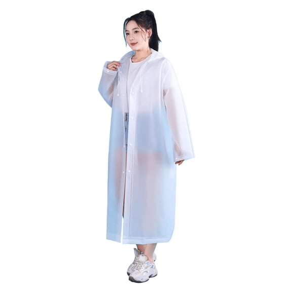 EVA Waterproof Raincoat Lightweight Foldable for Outdoor Travel Hiking Camping Mountaineering Rain Protection 47.20 in(White)