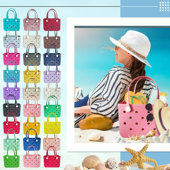 EVA Waterproof Summer Storage Basket Mini Kid Beach Bogg Bag Women Shopping Bag Picnic Rubber Jelly Tote Bogg Bag Kid Purses