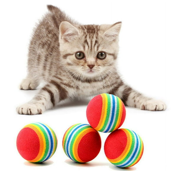 EVA rainbow Cat Balls, for Exercise and Interactive Play, Sturdy, Bouncy, Noise-Free, Play Toy 5Pack