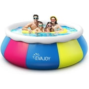 EVAJOY 10ft × 30in Easy Set Inflatable Swimming Pool with Pool Cover - Perfect Above Ground Pool for Family Fun in Your Backyard Garden