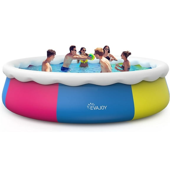 EVAJOY 15ft X 35in Inflatable Top Ring Swimming Pool Set with Pump Blue