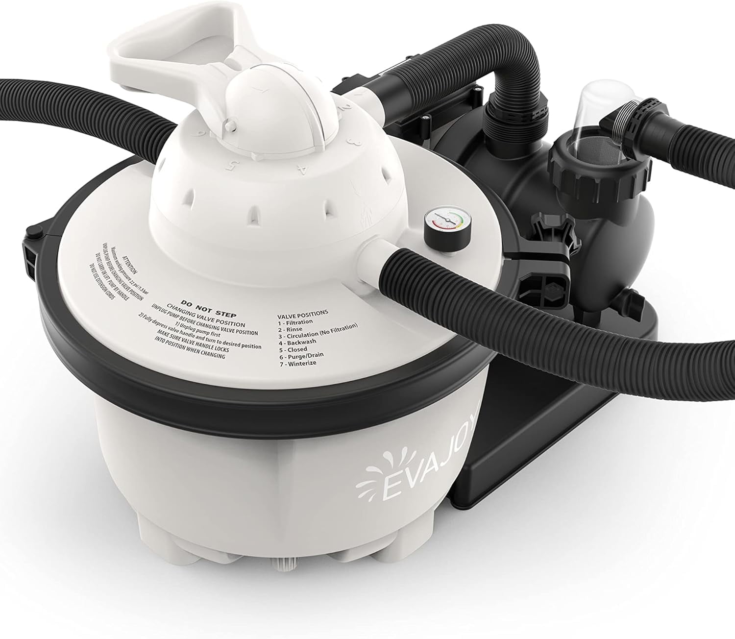 EVAJOY Sand Filter Pool Pump 2000GPH for Above Ground Swimming Pool