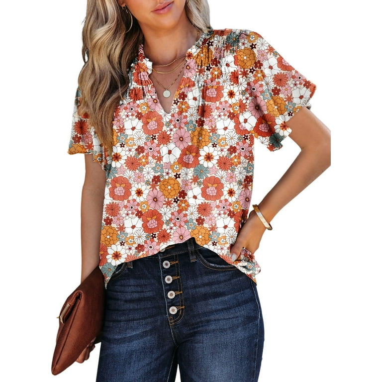 Casual Short Sleeve Print V neck Plus Size Tops Casual Short Sleeve Print V neck Plus Size Tops