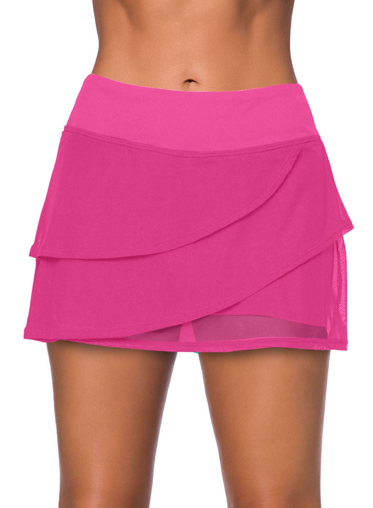 EVALESS Swim Bottoms for Women High Waistband Layered Swim Skirt