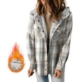 thumbnail image 1 of EVALESS Womens Flannel Plaid Jacket with Hooded Casual Long Sleeve Fleece Lined Shacket Button Down Shirt Jacket Fall Lightweight Coats Size Large US 12-14, 1 of 8