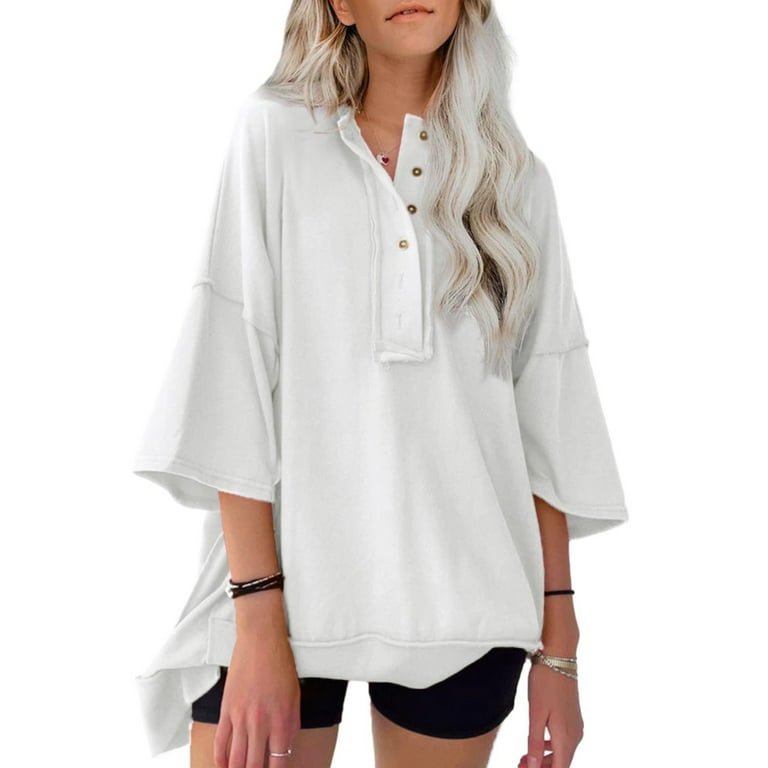 Half sleeve high low white blouse hotsell