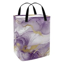 EVANLinism Laundry Hamper Collapsible Laundry Basket Hamper with Handles Waterproof Organizer -Purple White Marble