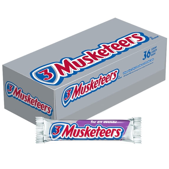 EVAXO 3 Musketeers Candy, Full Size, Bulk Fundraiser (1.92 oz, 36 ct.) #S