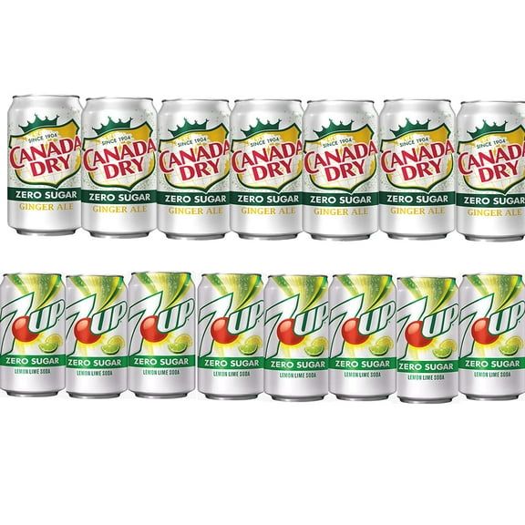 EVAXO LUV BOX - Variety Zero Soda , ( Canda Dry Zero Sugar, 7UP Zero Sugar ) Pack Of 15 , 12 oz Cans