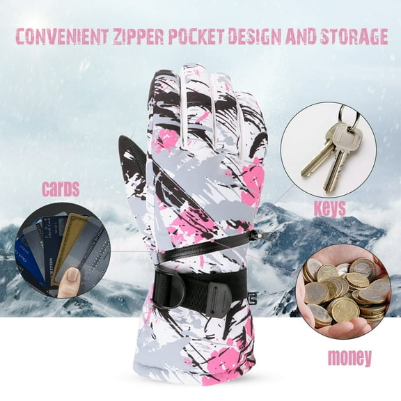 EVBEA -22 Degree F Mens Women Cold Weather Waterproof Glove Magic Stretch Camo Winter Warm Ski Gloves
