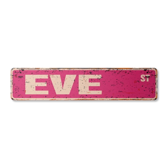 EVE Vintage Aluminum Street Sign Childrens Name Room Metal Sign rustic metal tin | Indoor/Outdoor | 30" Wide