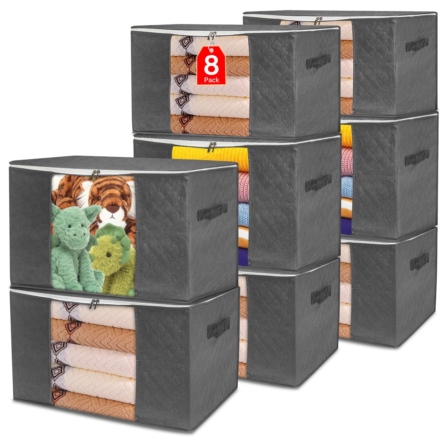 EVEME 96L Large 8 Pack Storage Bins With Lids And