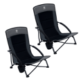 thumbnail image 1 of EVER ADVANCED 2 Pack Low Beach Chairs, Lightweight Folding Portable Chairs Heavy Duty High Back Support 350lbs for Adults with Cup Holder Carry Bag for Camping Sand Lawn Travel Picnic Concert, Black, 1 of 10