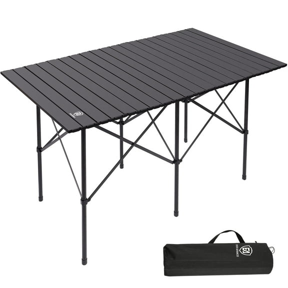 EVER ADVANCED Lightweight Foldable Aluminum Camping Table, Black