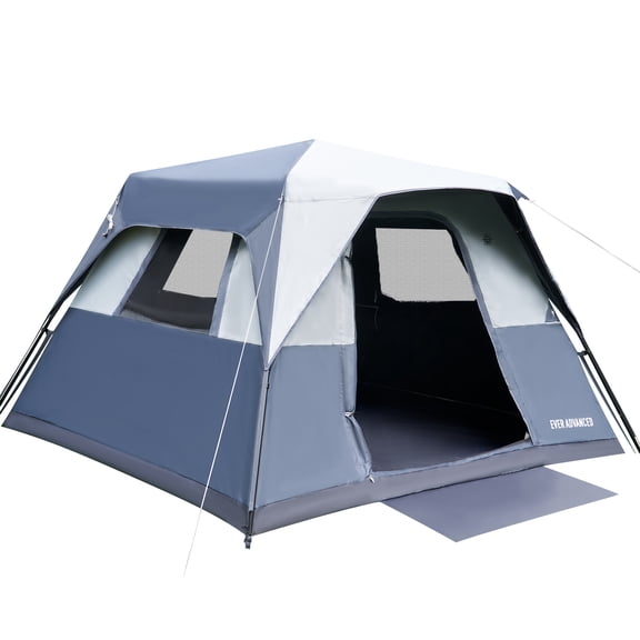EVER ADVANCED 6 Person Blackout Camping Tent, Instant Family Tents, 60 s Quick Setup, Water-Resistant, Gray