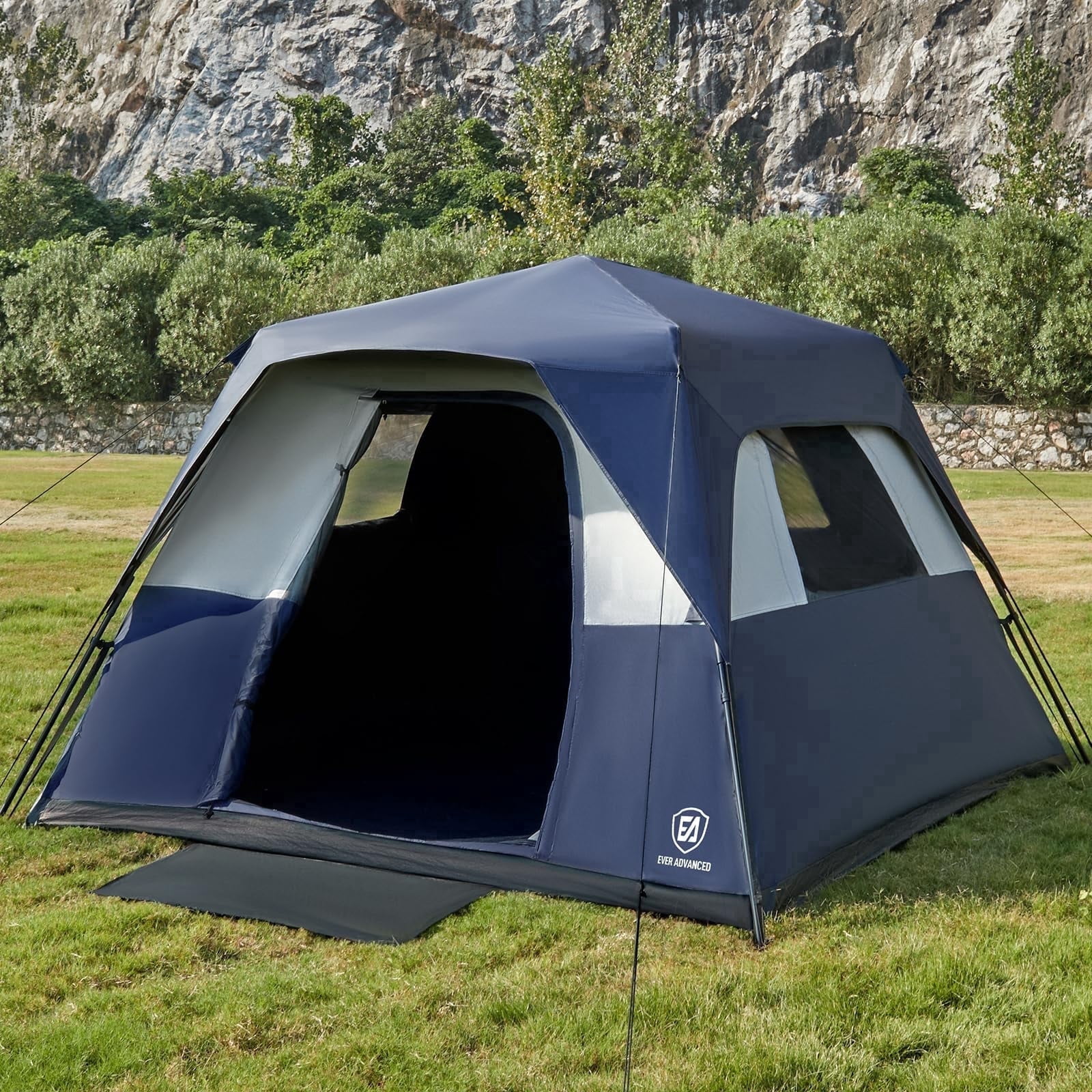 EVER ADVANCED 6 Person Blackout Camping Tent, Instant Family Tents, 60 s Quick Setup, Water-Resistant, Navy
