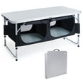 thumbnail image 1 of Folding Camping Table with Storage, Strengthened Aluminum Composite Desktop and Adjustable Legs, Camping Kitchen Station, 1 of 8