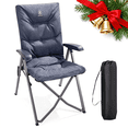 thumbnail image 1 of EVER ADVANCED Folding Recliner Camping Chair with Adjustable High Back, Fully Padded, Portable Patio Reclining Chair for Adults, Grey, 1 of 12