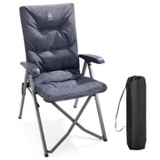 EVER ADVANCED Folding Recliner Camping Chair with Adjustable High Back, Fully Padded, Portable Patio Reclining Chair for Adults, Grey
