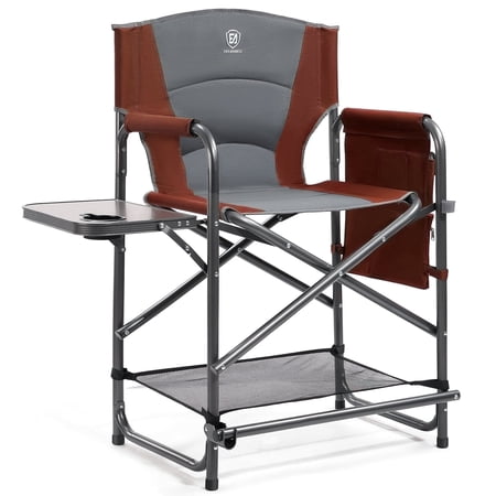 EVER ADVANCED Medium Tall Directors Chair 23.2" Seat Height, Folding Makeup Artist Chair with Side Table Cup Holder and Storage Pocket, Supports 400 lbs (Red)