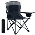 thumbnail image 1 of EVER ADVANCED Oversized Camping Chairs Heavy Duty Padded Folding Lawn Chair with Cup Holder，Support 400lbs for Adults Outdoor Fishing Sports Black, 1 of 7