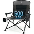 thumbnail image 1 of EVER ADVANCED High Back Oversized Camping Chair, 500lbs Capacity Heavy Duty Folding Chair for Adults, Portable Collapsible Lawn Chair with Side Pockets, Black, 1 of 9