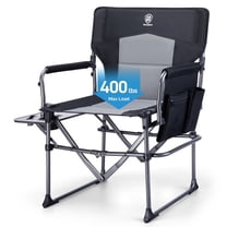 EVER ADVANCED Camping Director Chair with Side Table, Heavy Duty Portable Folding Lawn Chair for Beach, Picnic, Sports and Fishing, 400lbs, Black