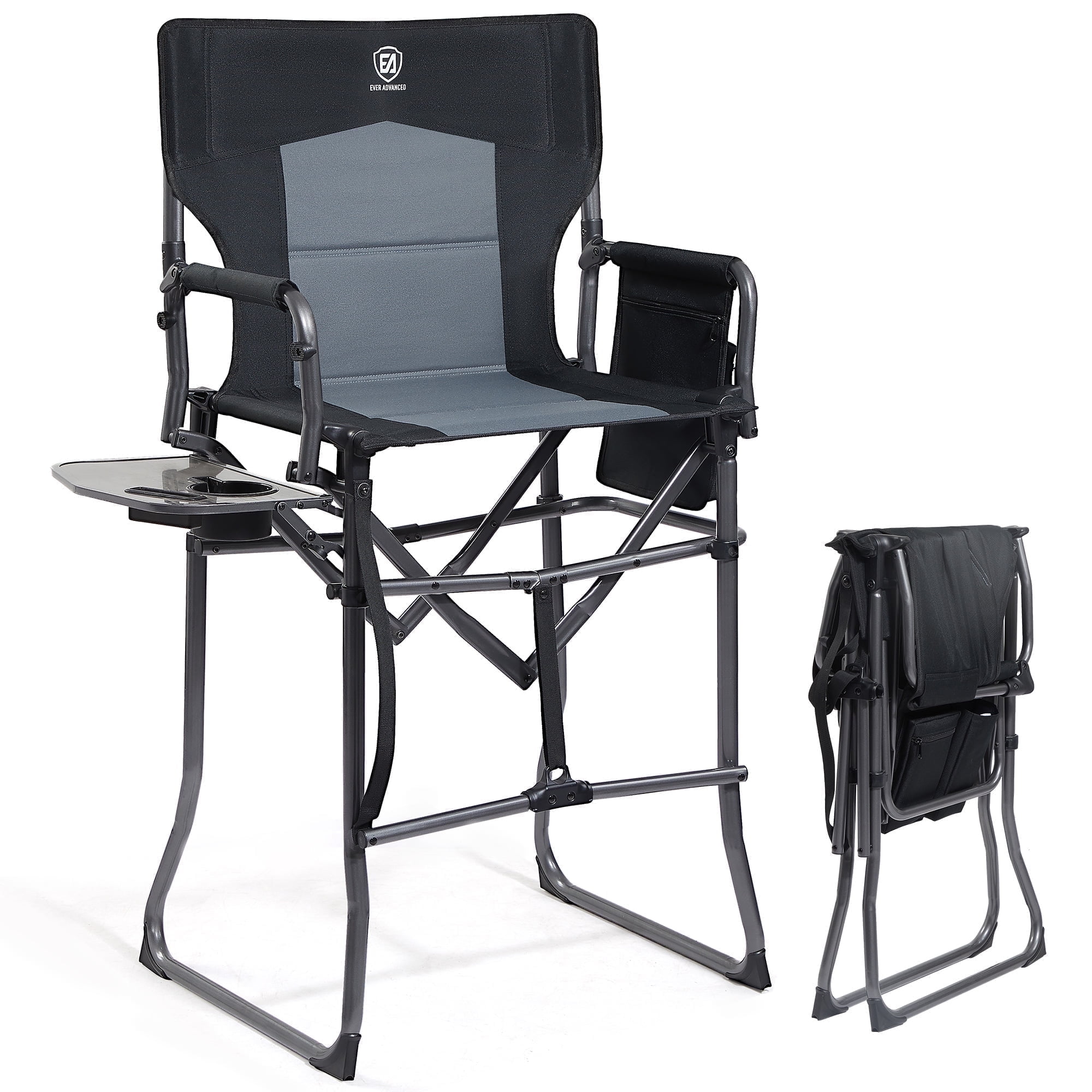 EVER ADVANCED Foldable Directors Chair with Footrest, Tall Camping