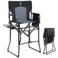 thumbnail image 1 of EVER ADVANCED Foldable Directors Chair with Footrest, Tall Camping Chair, Side Table, 350 lbs Support, Black, 1 of 8