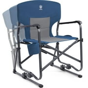 EVER ADVANCED Rocking Camping Chair, Outdoor Folding Rocker with Cup Holder, Steel, Supports 300 lbs, Blue