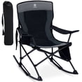 thumbnail image 1 of EVER ADVANCED Rocking Camping Chair, Portable Folding Rocker for Outdoor with Cup Holder Side Pocket and Carry Bag, Supports 300LBS, Black, 1 of 8