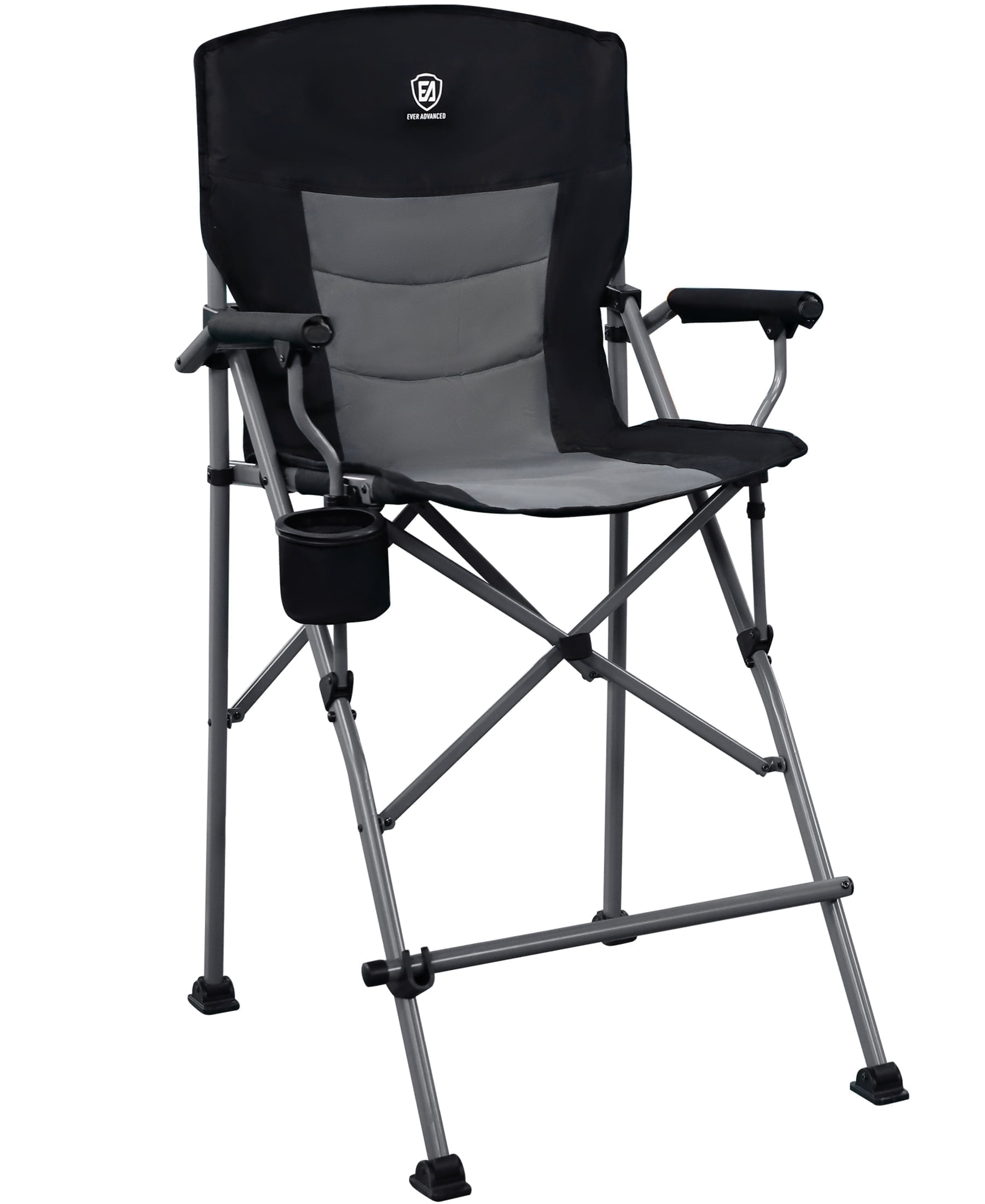 EVER ADVANCED Tall Camping Directors Chair 31" Seat Height for Adults, with Footrest and Carry Bag, Black