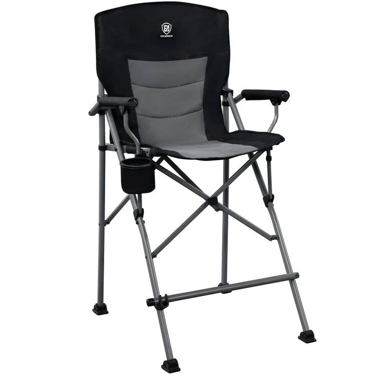 Tall Folding Camping Directors Chair 31 Seat Height for Adults with Footrest and Carry Bag Black