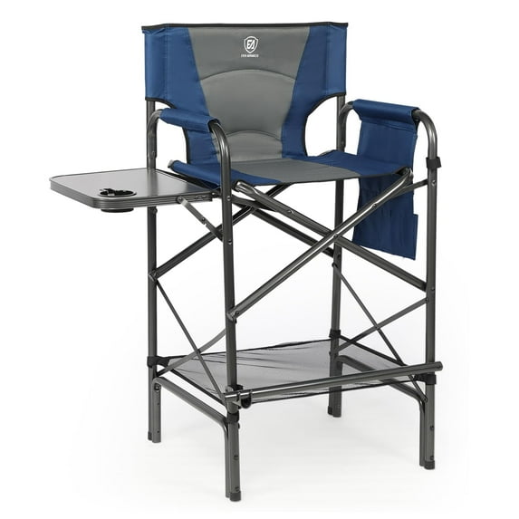EVER ADVANCED Tall Directors Chair 30.7" Seat Height, Folding Chair Supports 350 lbs, Blue