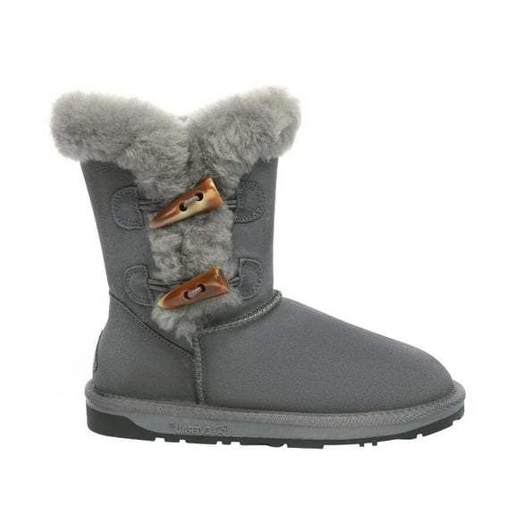 EVER AU Women Stork Horn Toggle button Short Boots - Grey