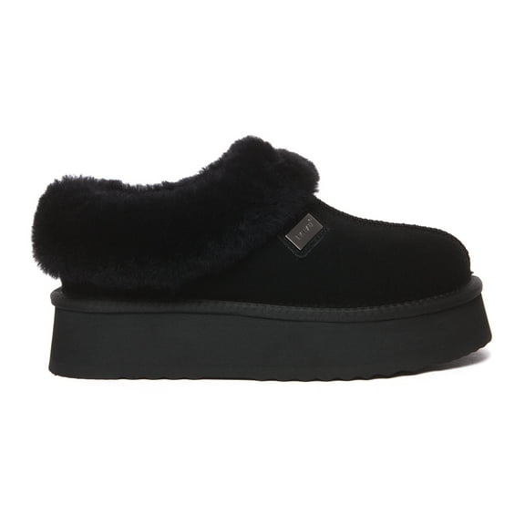 EVER AU Women Topknot Leather Slippers - Black