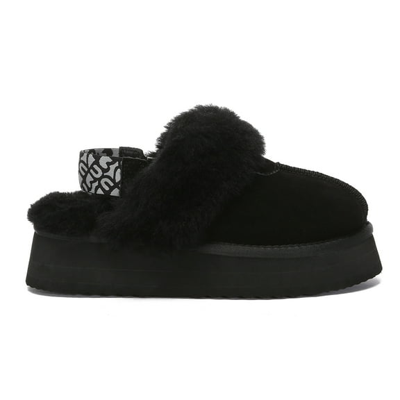 EVER AU Women Wagtail Removable Strap Platform Slippers - Black