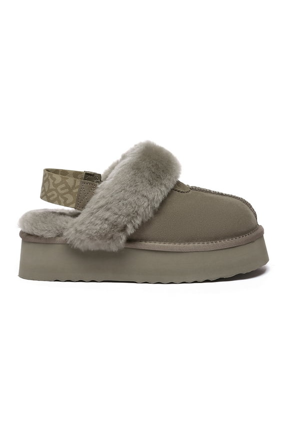 EVER AU Women Wagtail Removable Strap Platform Slippers - Brown