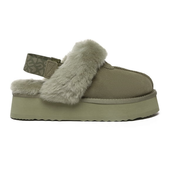 EVER AU Women Wagtail Removable Strap Platform Slippers - Caribou