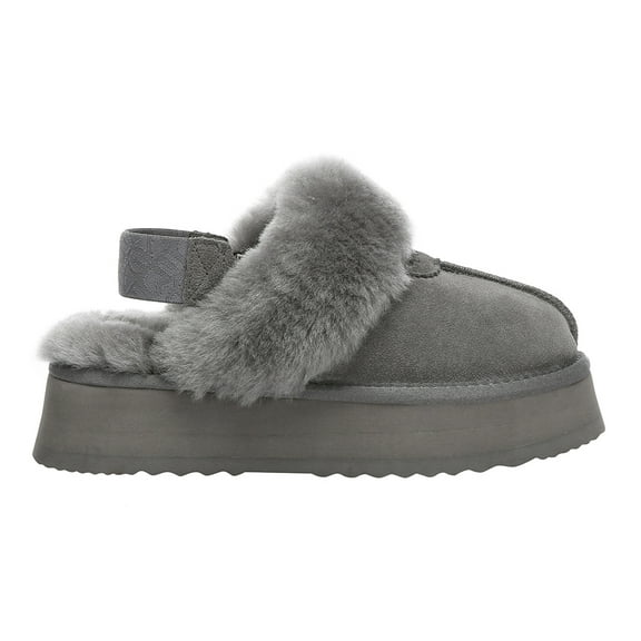 EVER AU Women Wagtail Removable Strap Platform Slippers - Grey