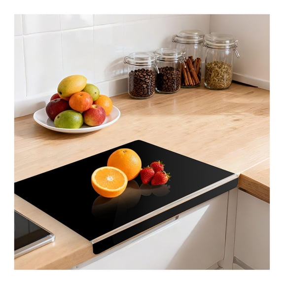 EVER BETTER Acrylic Cutting Boards for Kitchen, 17"13.4" Thick Block Vegetable Bread Meats Fruits Board with Counter Lip, Anti-Slip CuttingTray,Black