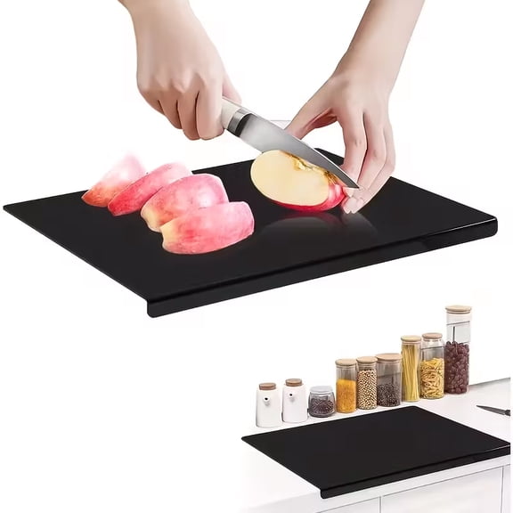 EVER BETTER Large Acrylic Cutting Board with Lip Non Slip 17.5"L x 13.4"W Black Cutting Board Chopping Acrylic Countertop Protector Cover Shatter Resistant for Home Restaurant Kitchen Sink Stove