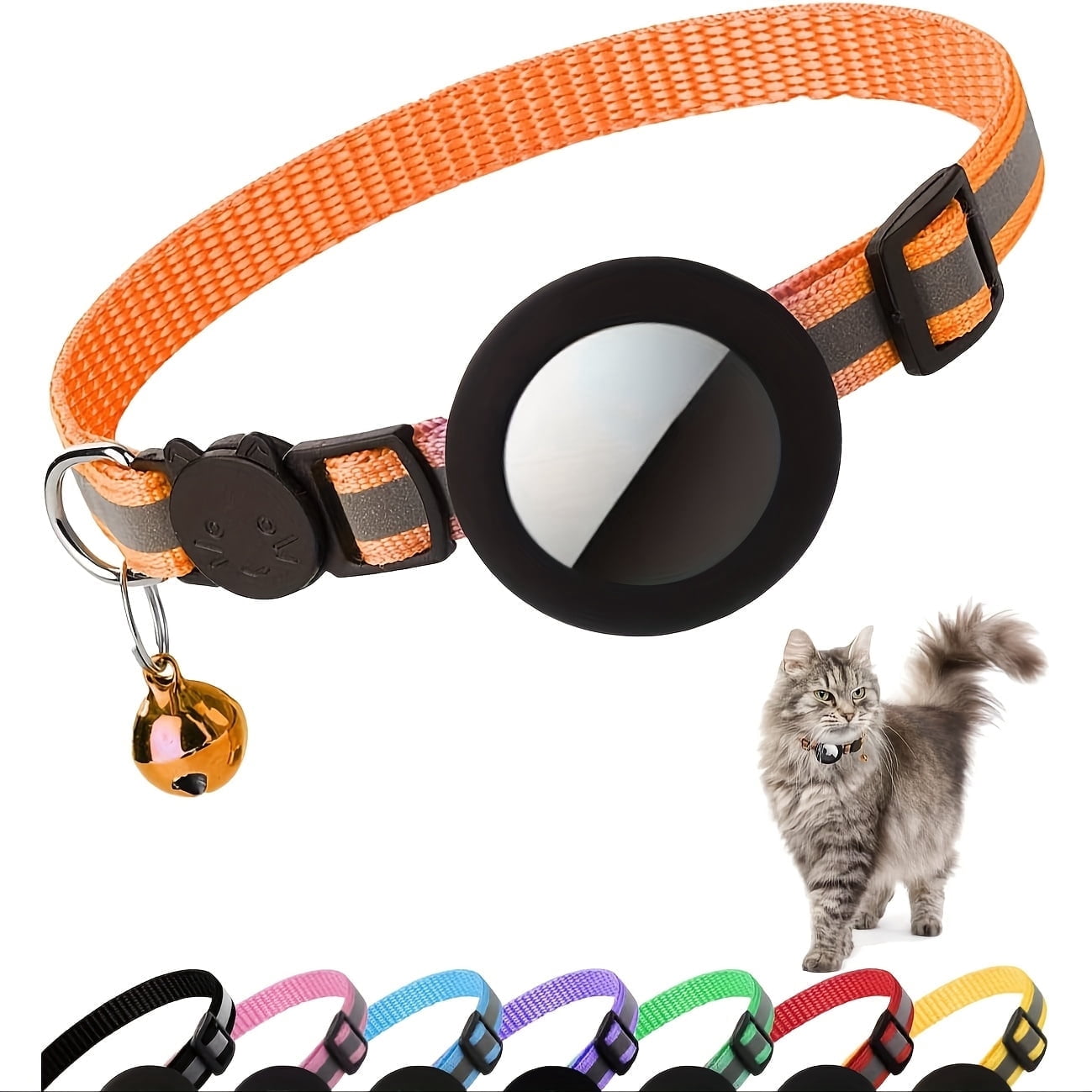 EVER BETTER Reflective Cat Collar with AirTag Holder & Bell ...