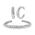 thumbnail image 1 of EVER TRUE Stainless Steel Hoops Hoop Earrings Cuff Bangle Bracelet Set Jewelry Birthday Gifts Size 7.5", 1 of 8
