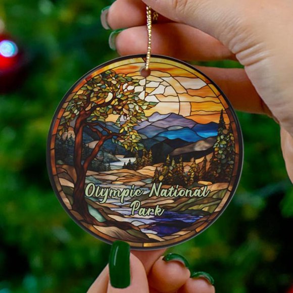 EVERA Olympic National Park Ornament, Washington Mountain Ornament, Family Travel Gift Keepsake Gift 2D FLAT Ceramic Ornament, Anniversary Gift, Home Decoration